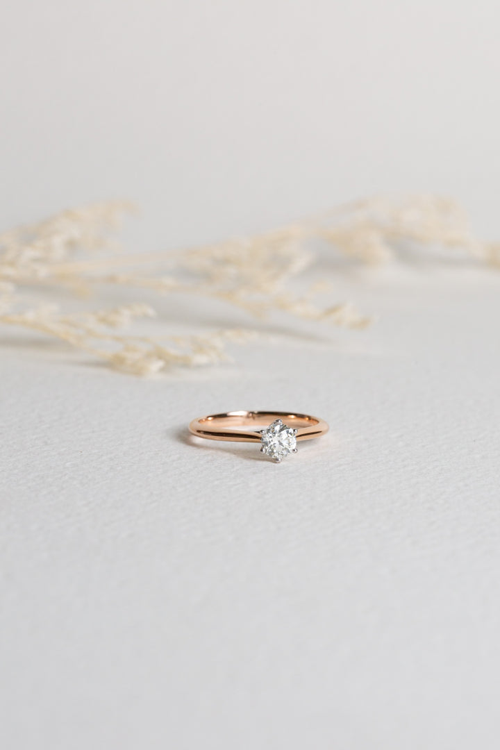 0.50ct diamond solitaire engagement ring, set in rose gold
