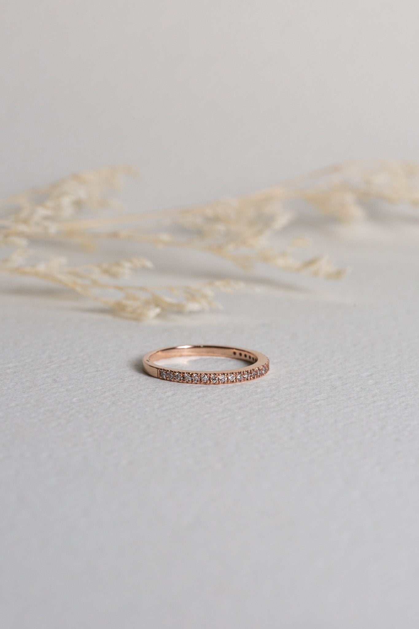 Rose gold diamond set wedding band