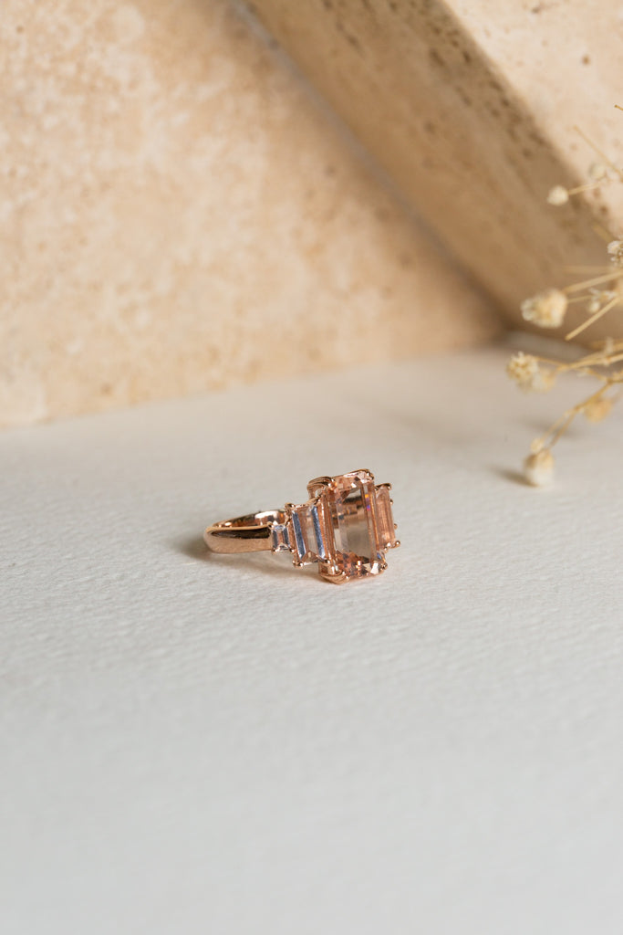 Morganite ring set in rose gold