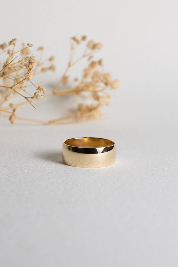 Mens 8mm wide plain gold wedding ring