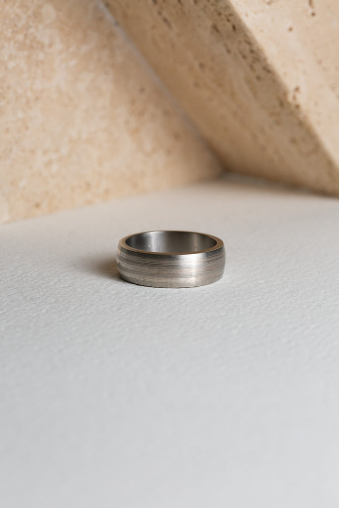 Gents titanium and silver ring