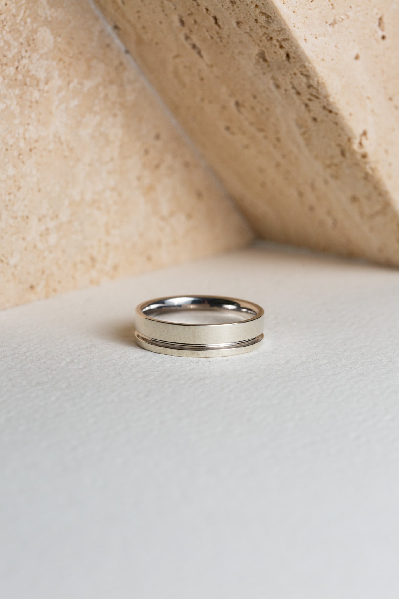 Gents white gold wedding ring