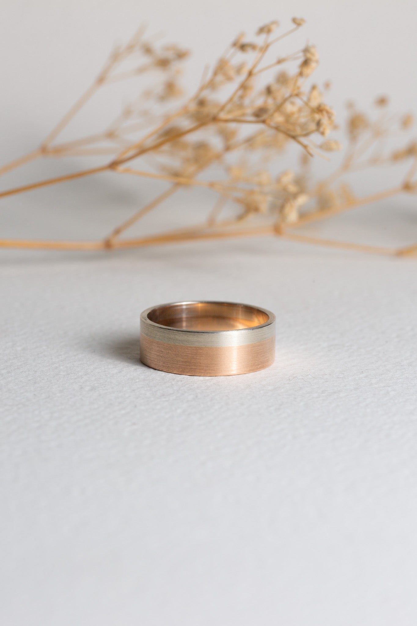 Mens modern rose gold wedding ring