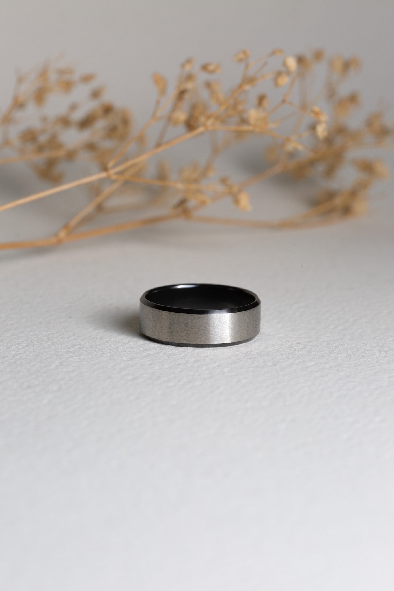 Mens black wedding band