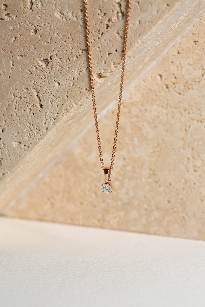 Rose gold diamond solitaire necklace