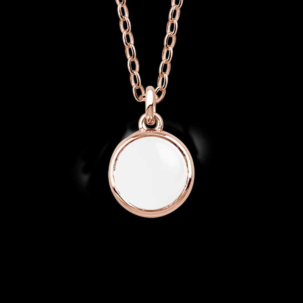 Petite Rose Gold stow locket hung on a chain