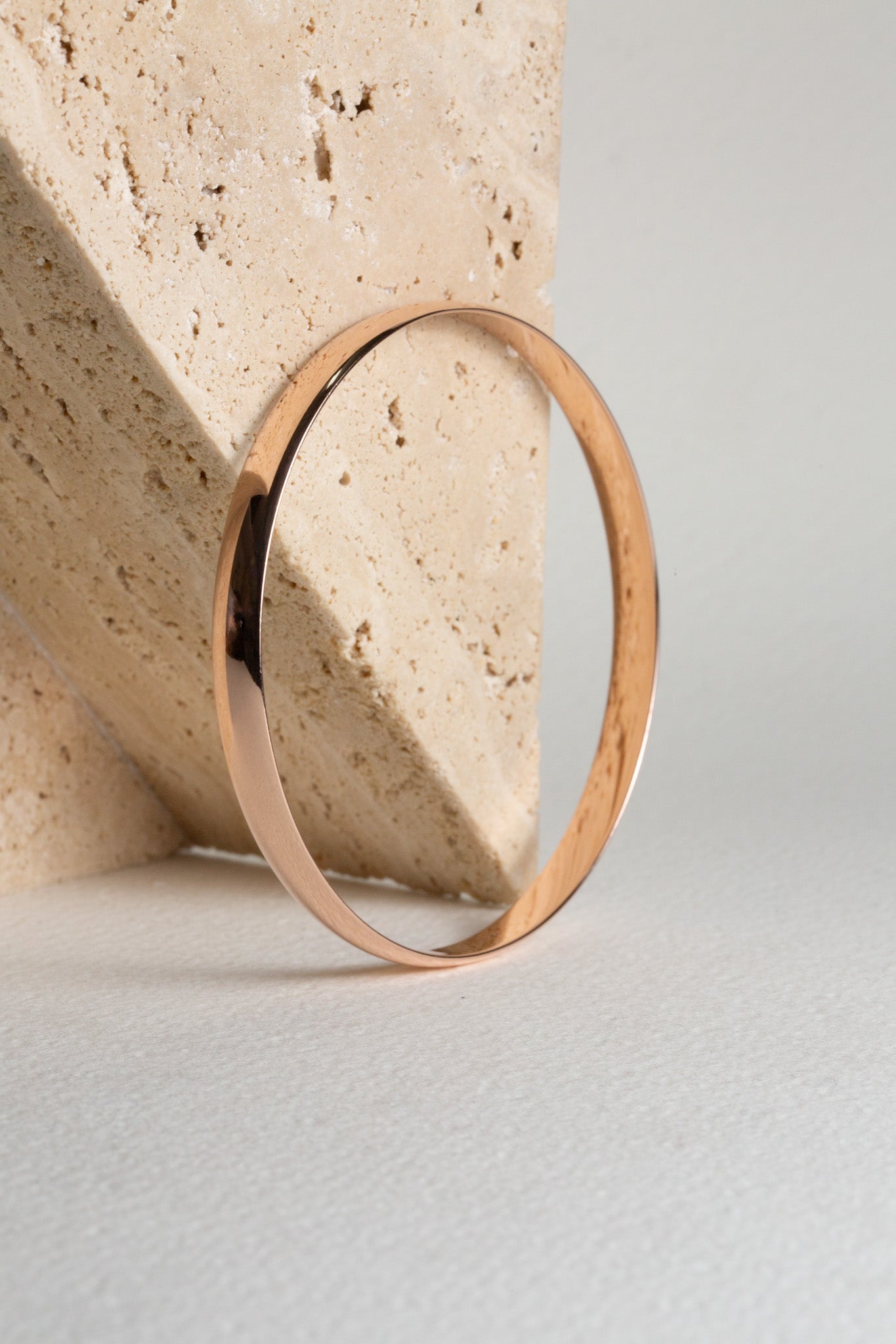 Ladies 9ct rose gold half-round bangle
