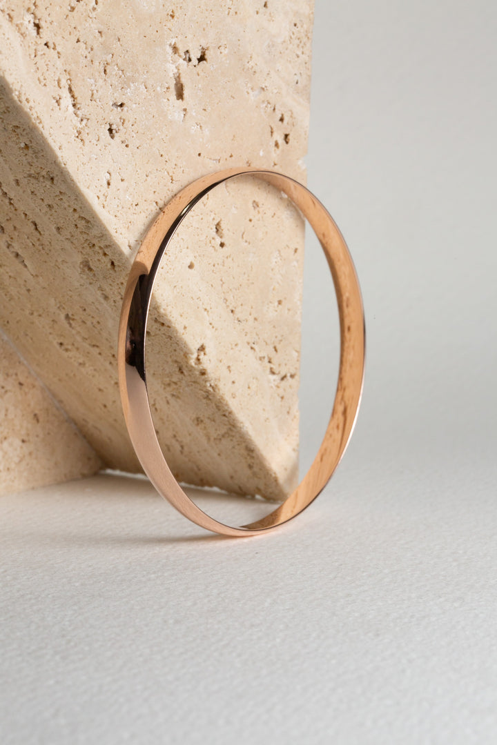 Ladies 9ct rose gold half-round bangle