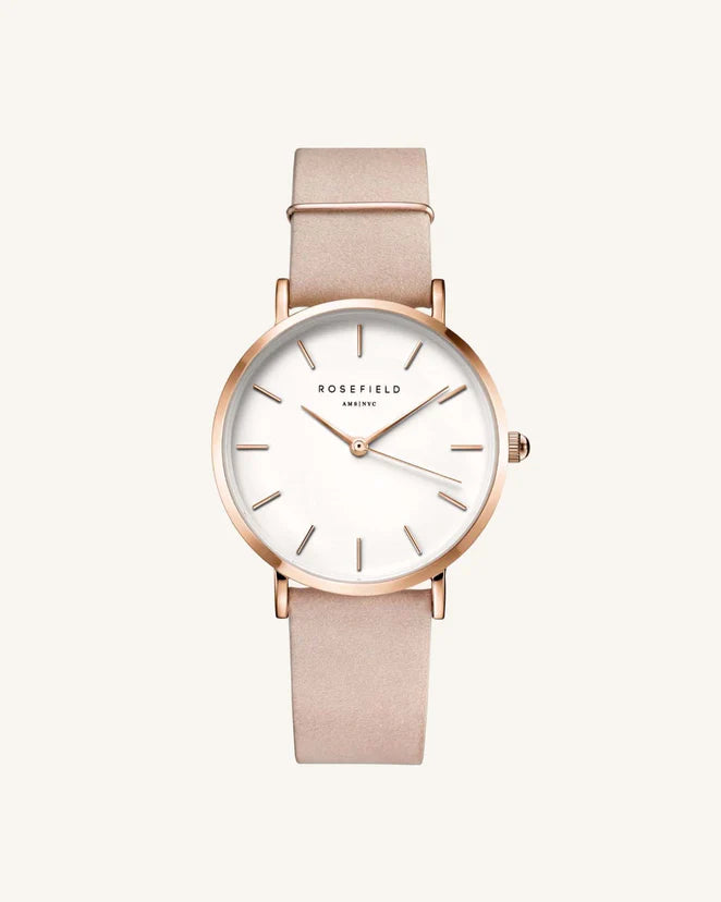 Rosefield The West Village watch with soft pink leather strap