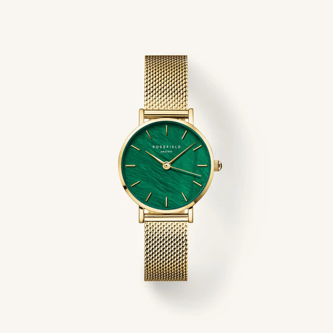 Rosefield The Small Edit gold watch with green dial