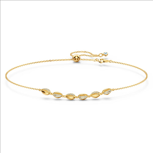 Gold shell chocker necklace, set with Swarovski crystals