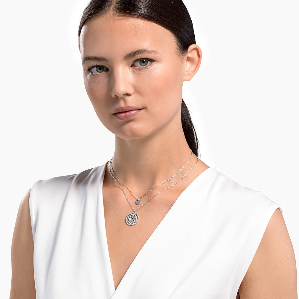 Swarovski layered necklaces worn on a model