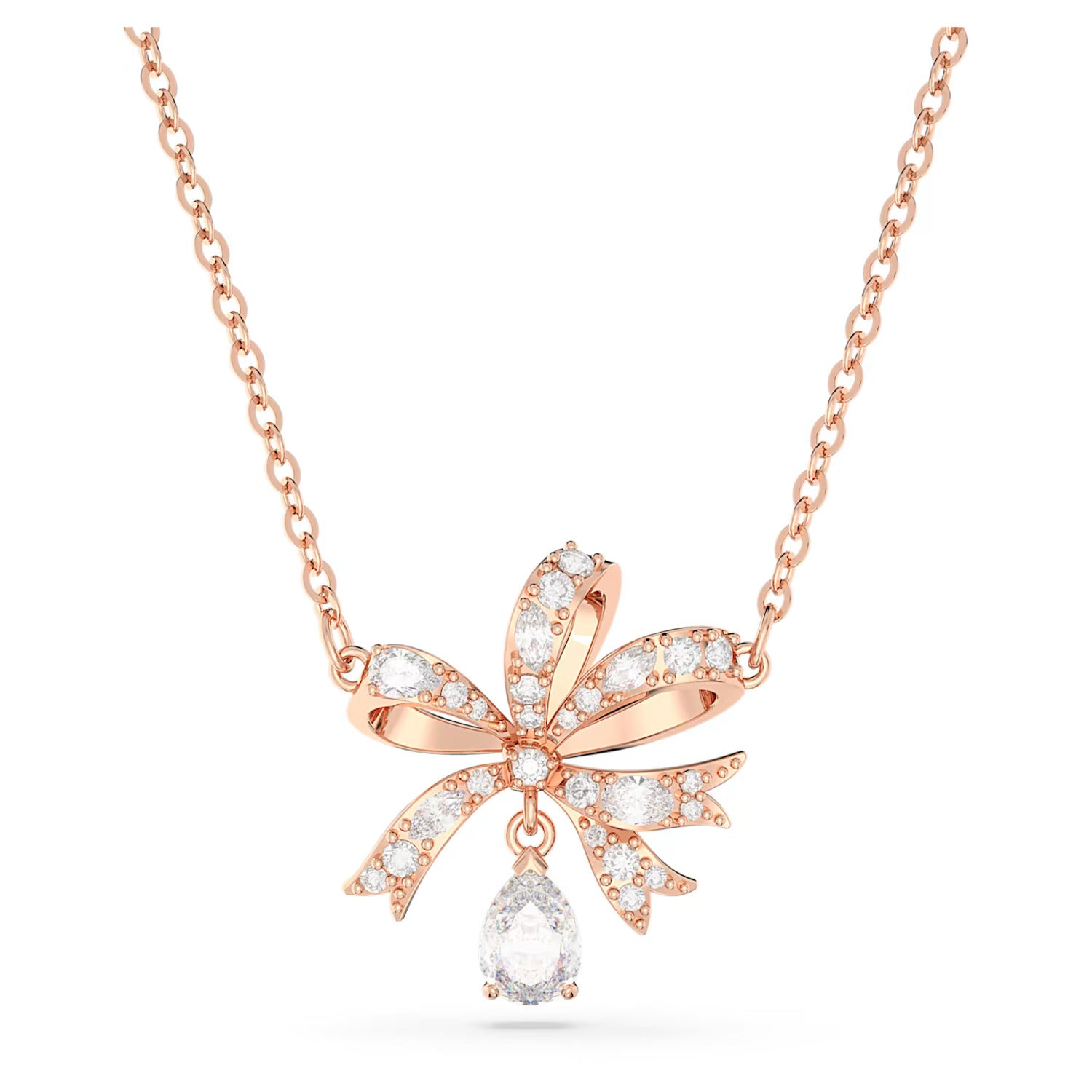 Swarovski rose gold Volta bow necklace