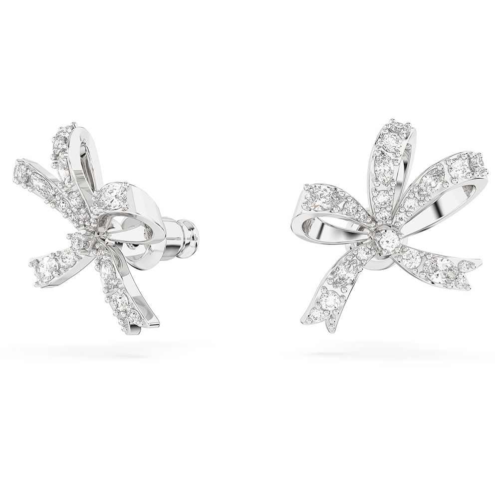 Swarovski silver bow stud earrings