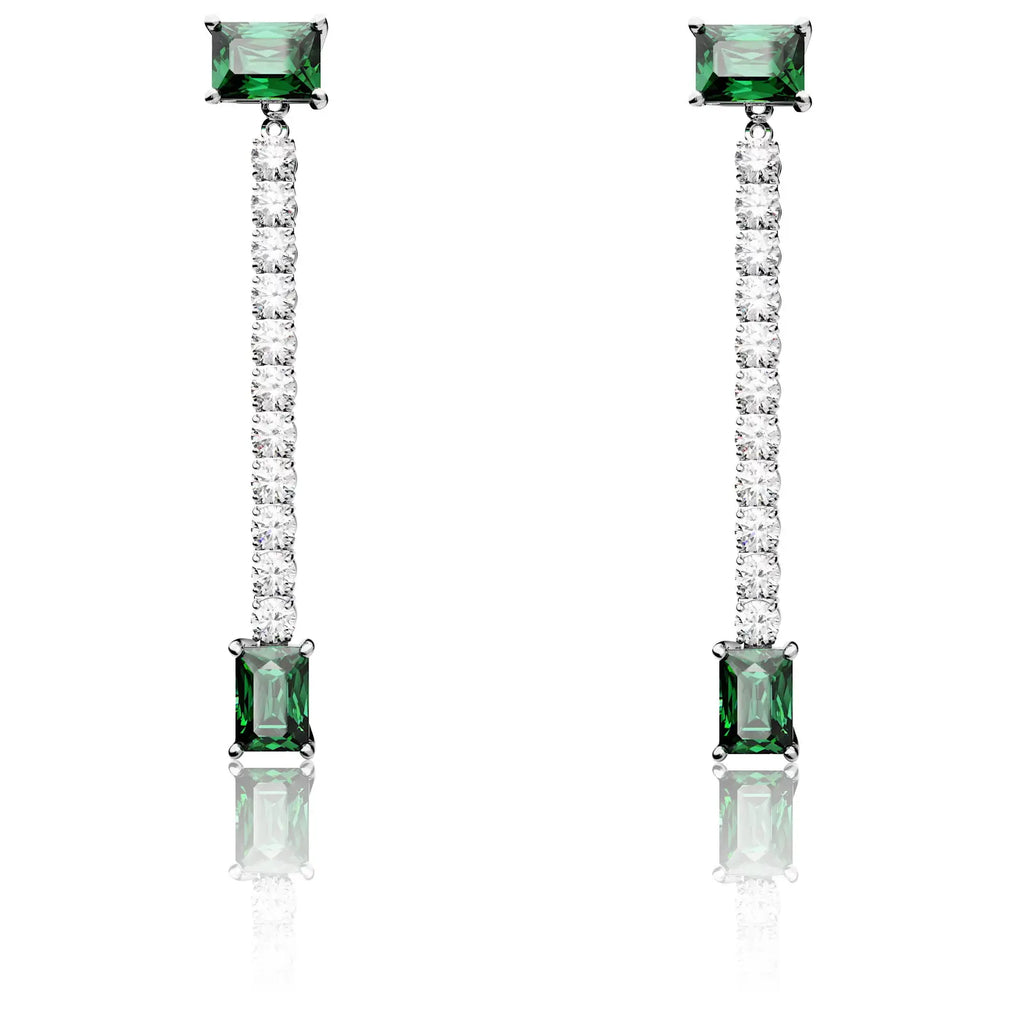 Swarovski Matrix Drop Earrings with green and white crystals