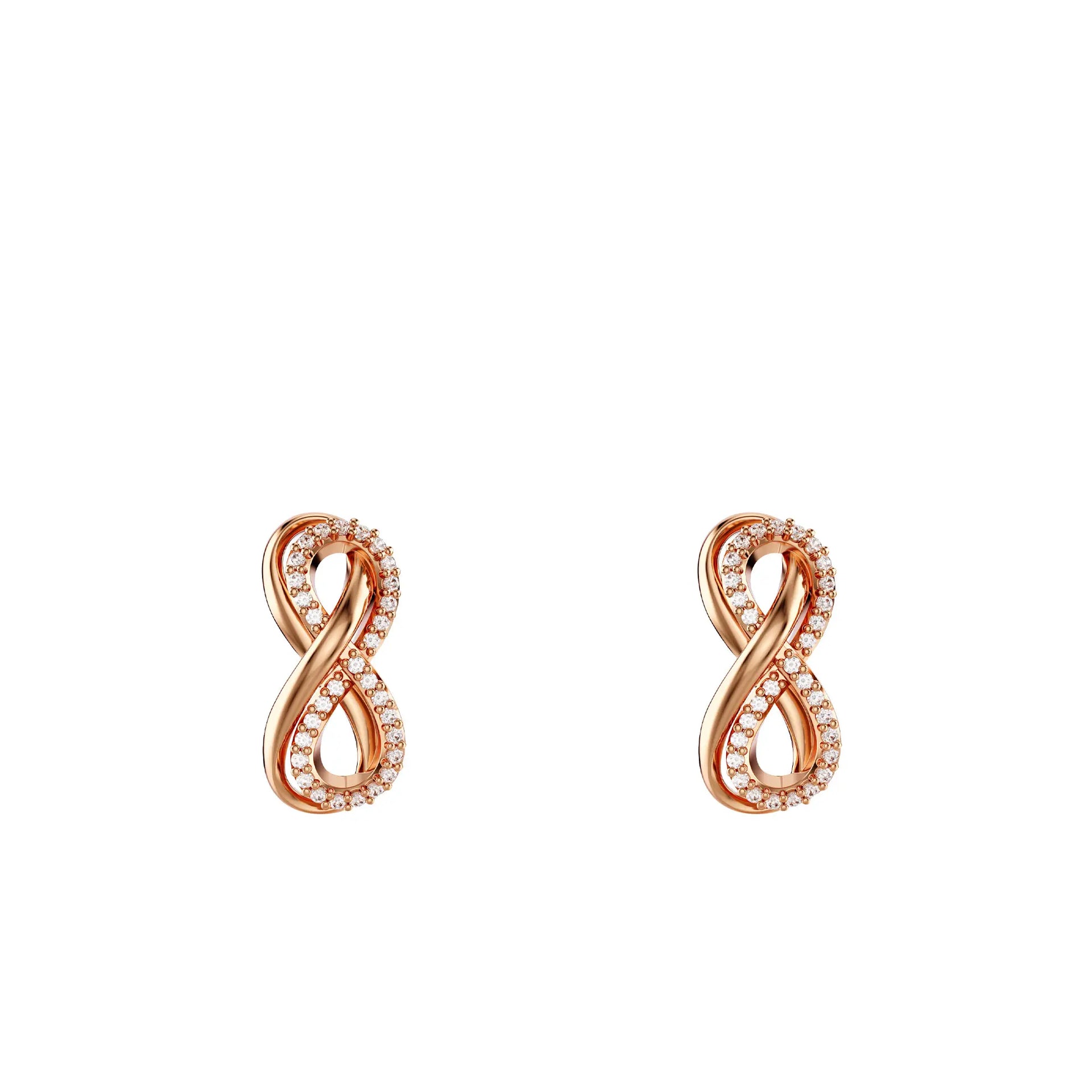 Rose gold infinity symbol stud earrings