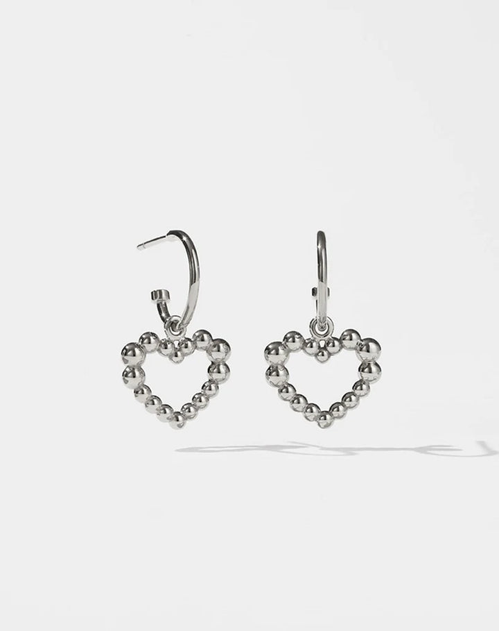 Silver Heart Hoop Earrings