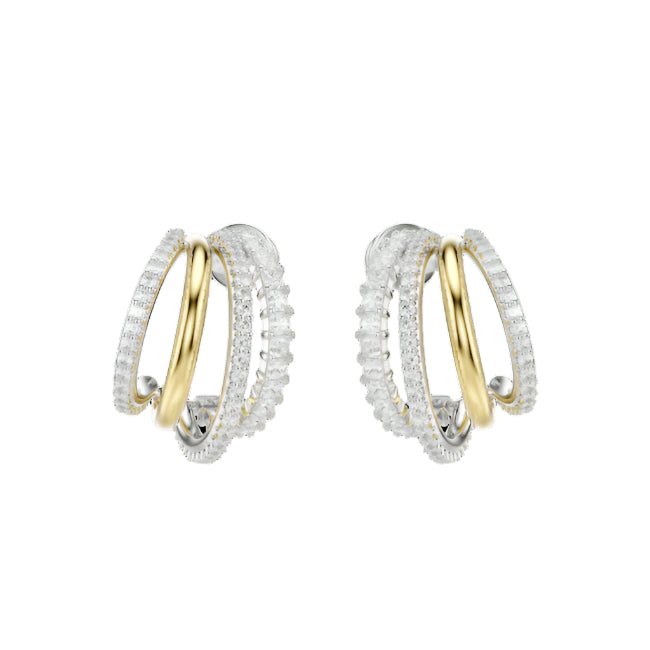 Swarovski Hyperbola Hoop earrings with gold and silver