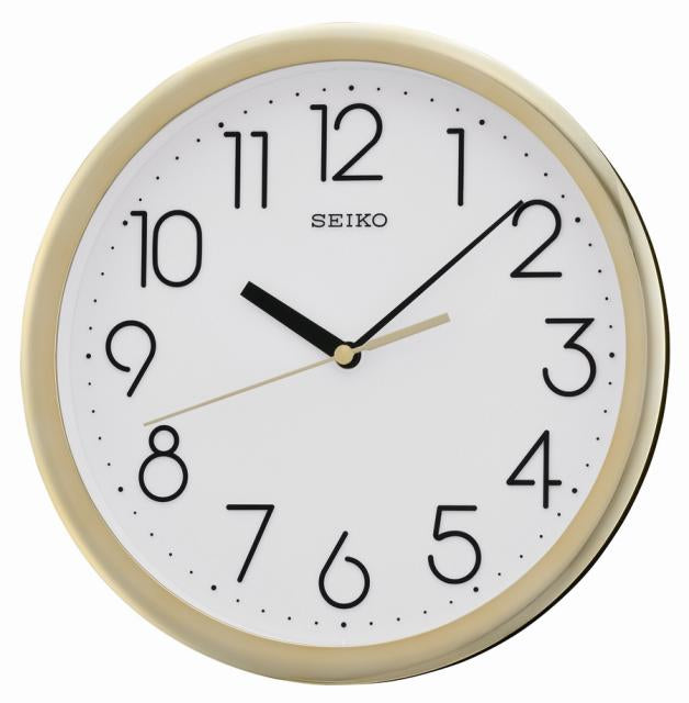Gold Seiko wall clock with easy-read dial