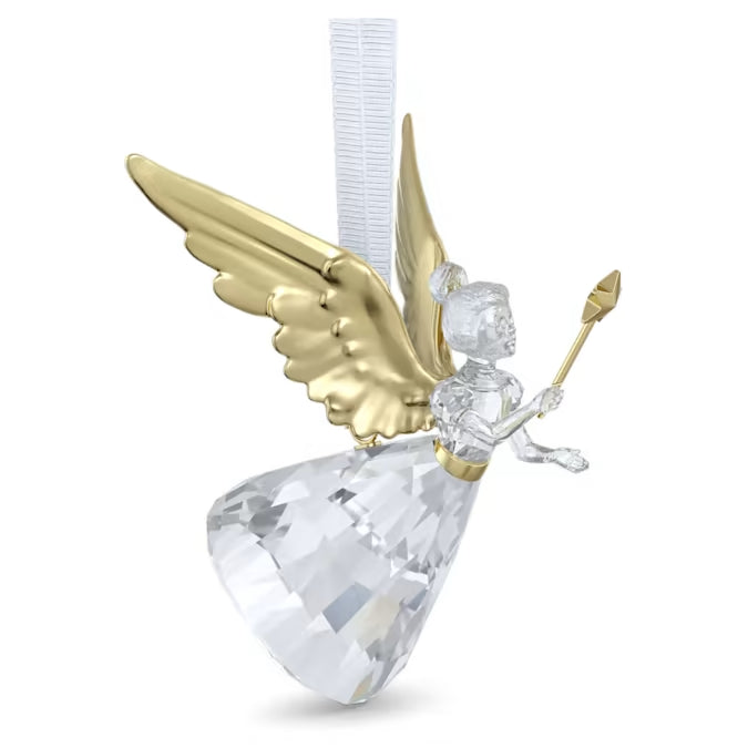 Swarovski crystal angel ornament with gold wings