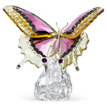 Swarovski crystal butterfly with pink and golden wings