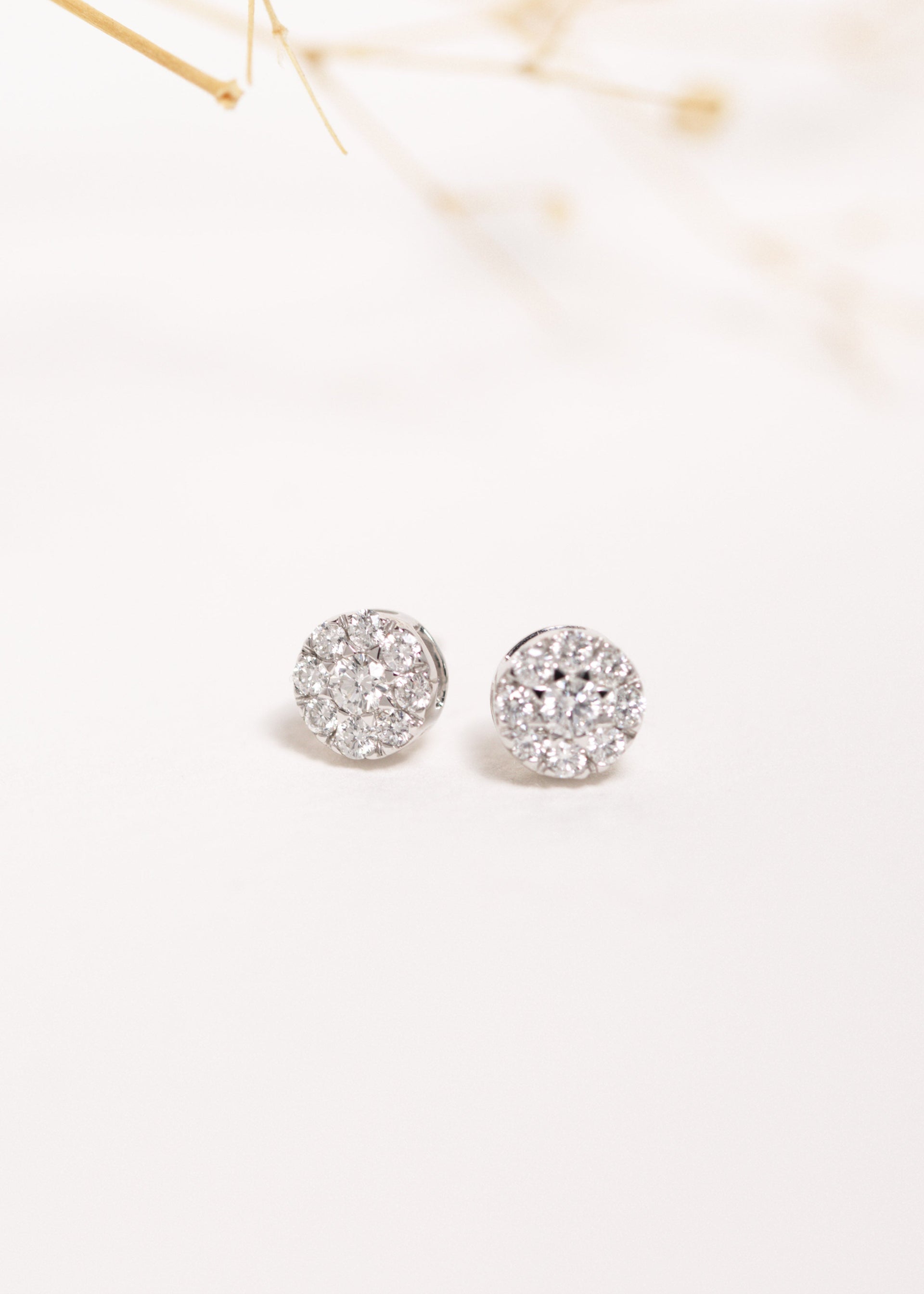 Diamond Cluster Stud Earrings