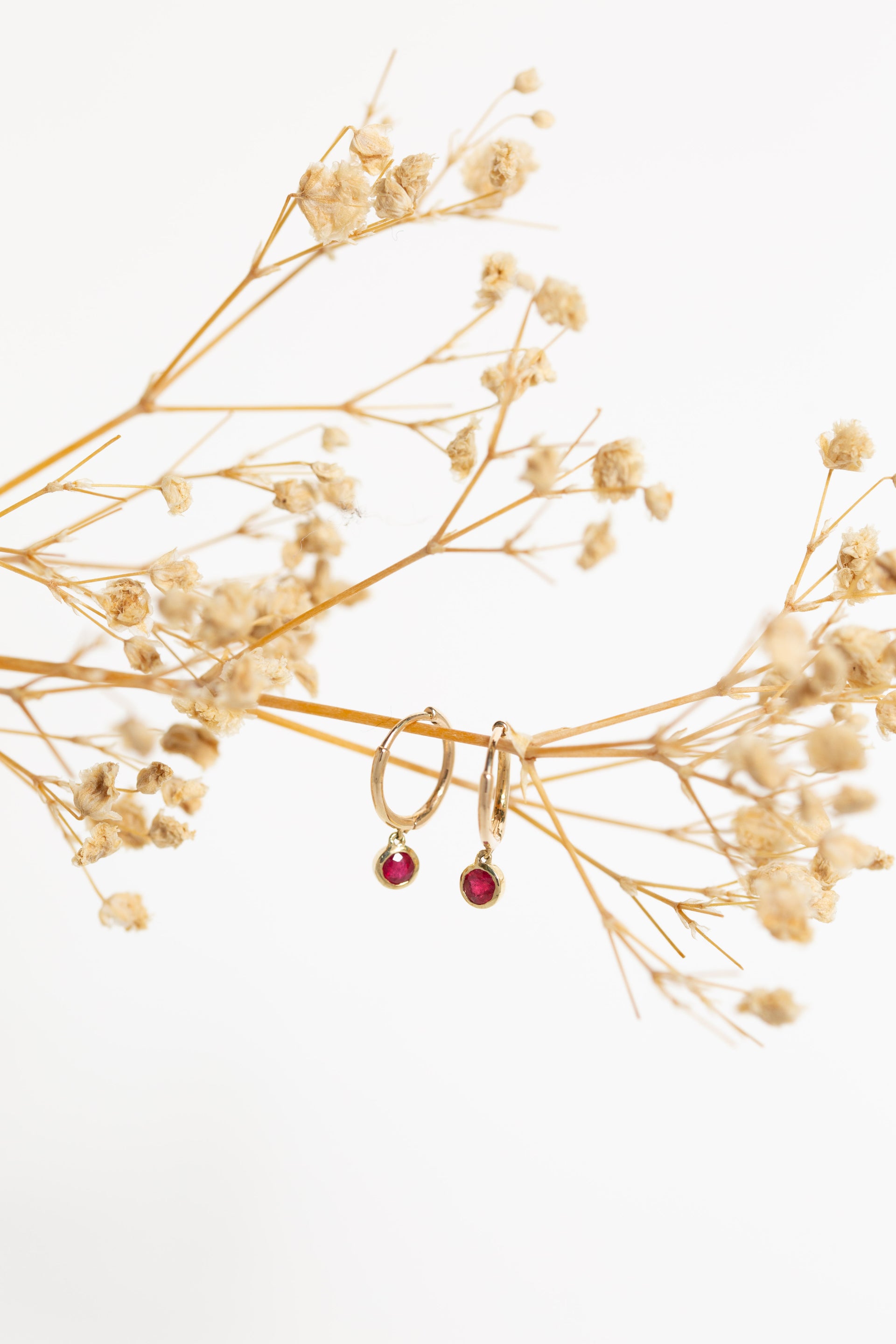 Capri Ruby Huggie Earrings