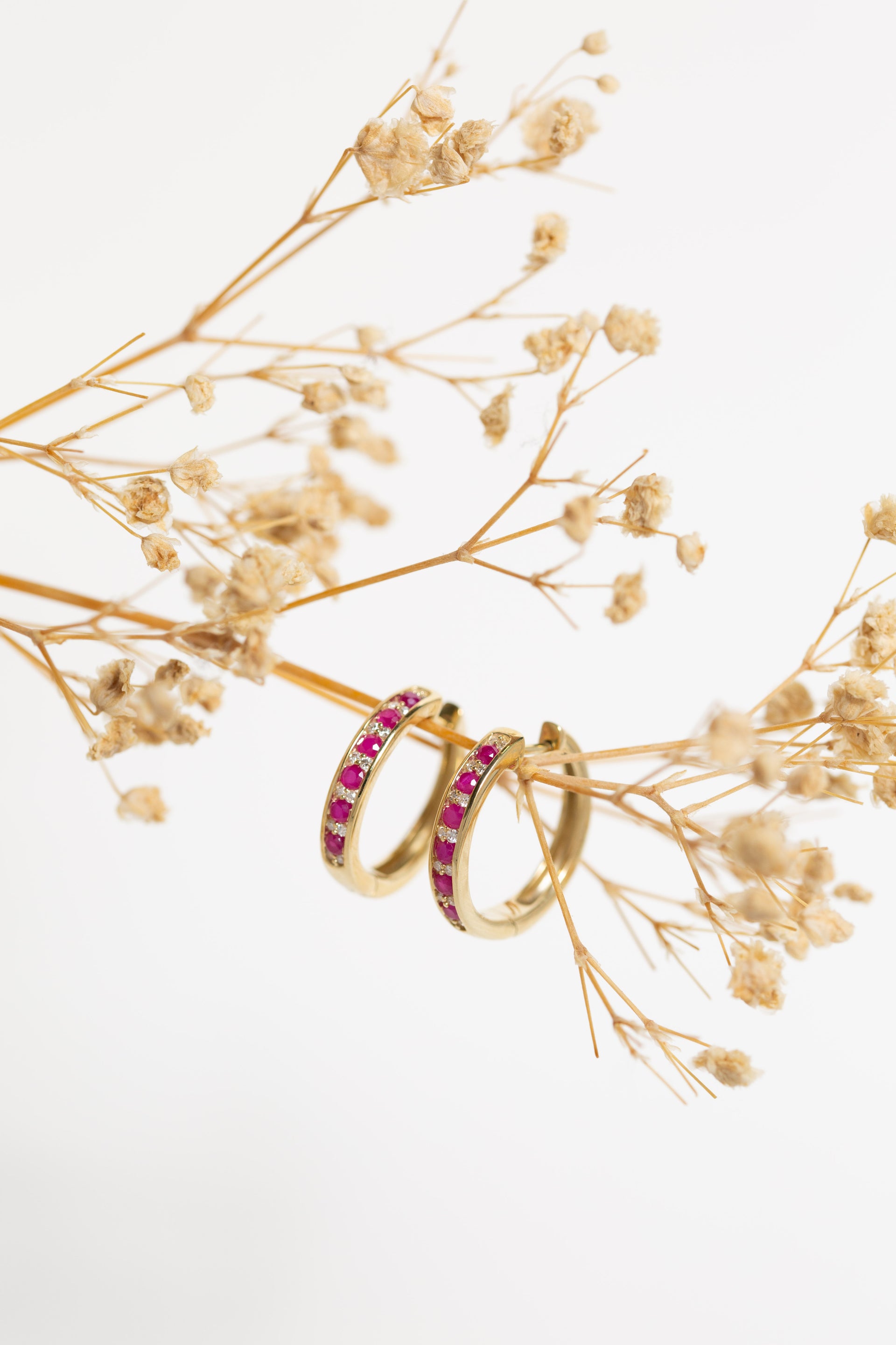 Carmen Ruby & Diamond Huggie Earrings