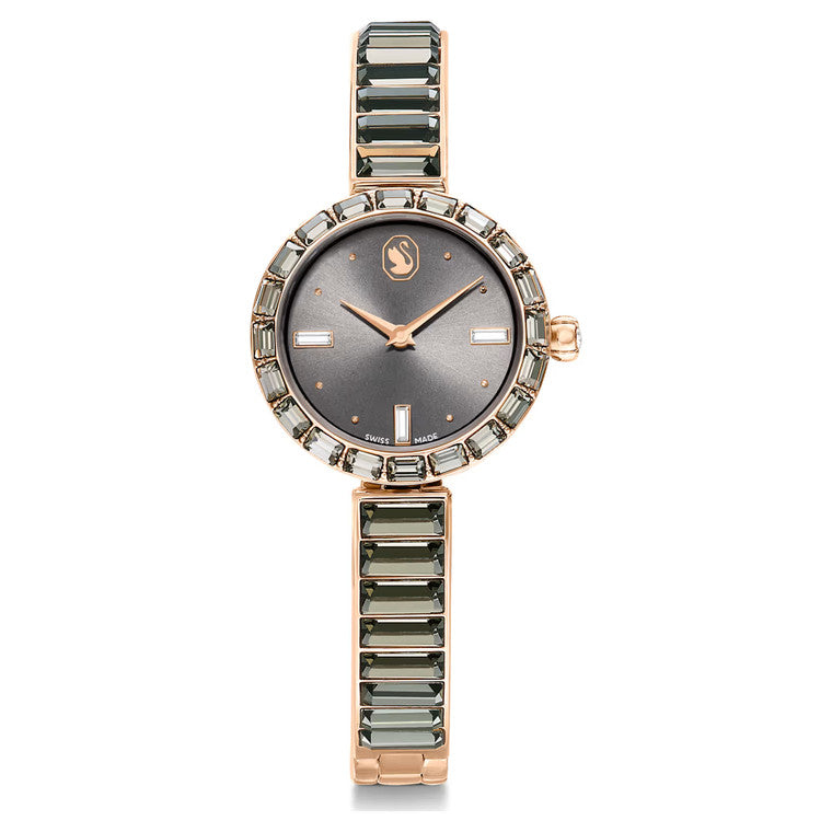Black and Rose Gold Swarovski Matrix Bangle Watch