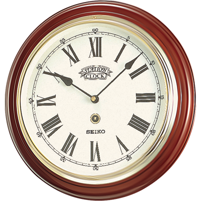Station Clock Seiko Wood