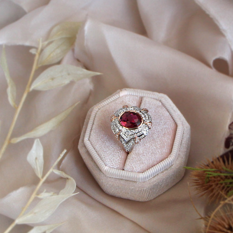 Large diamond and gemstone cocktail ring