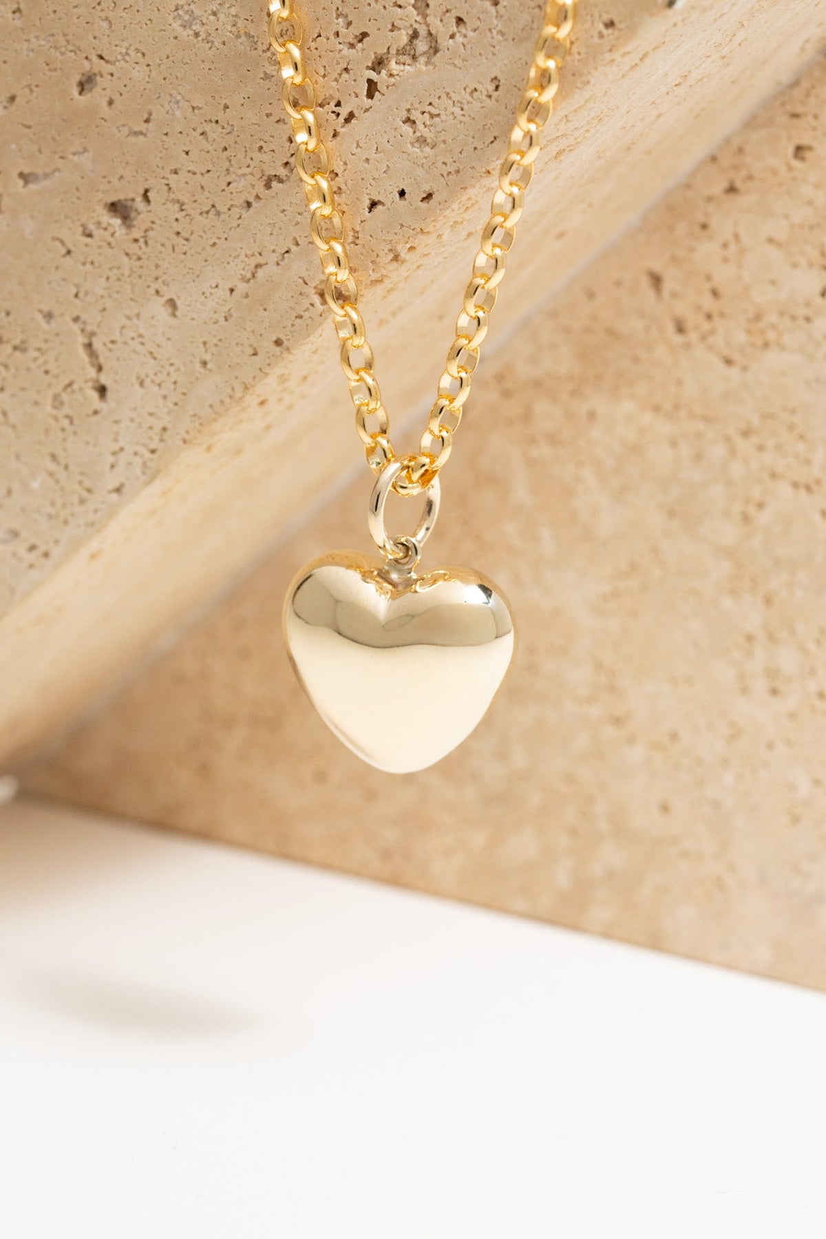 9K Yellow Gold Signature Puff Heart Pendant - Large Wrights Jewellers NZ