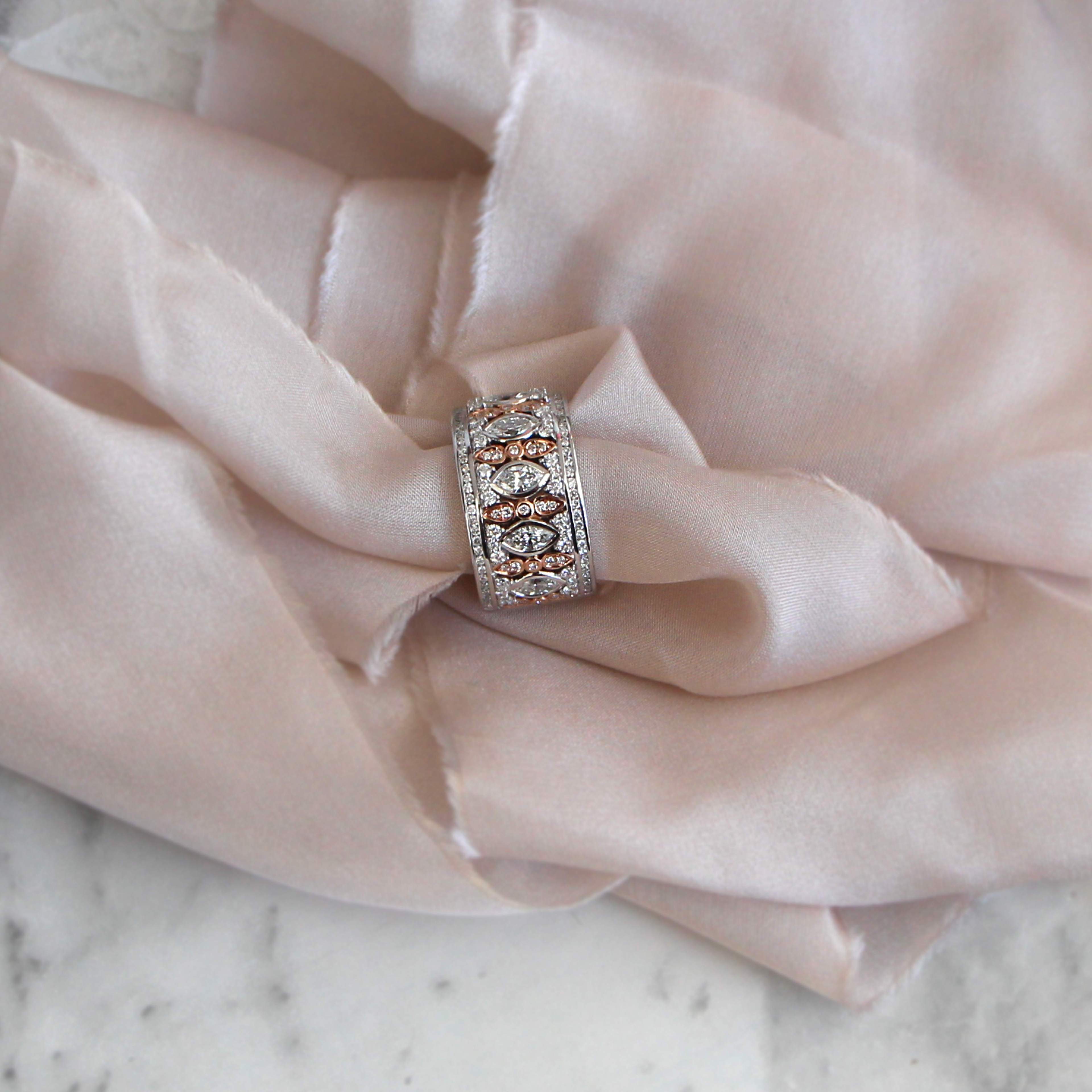 White Gold and Rose Gold Diamond Ring 