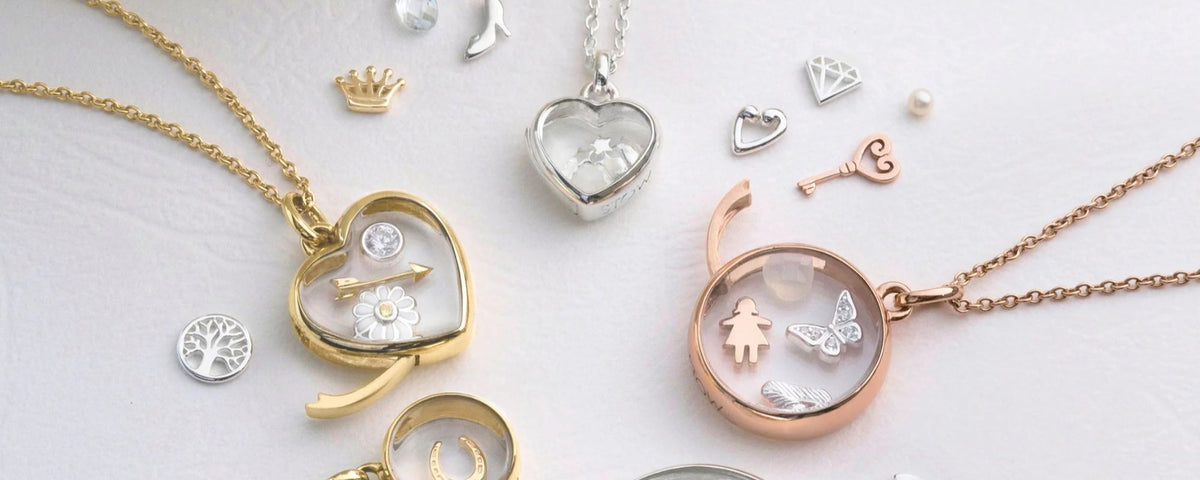 Stow Chains and Lockets in gold, silver and rose gold with charms