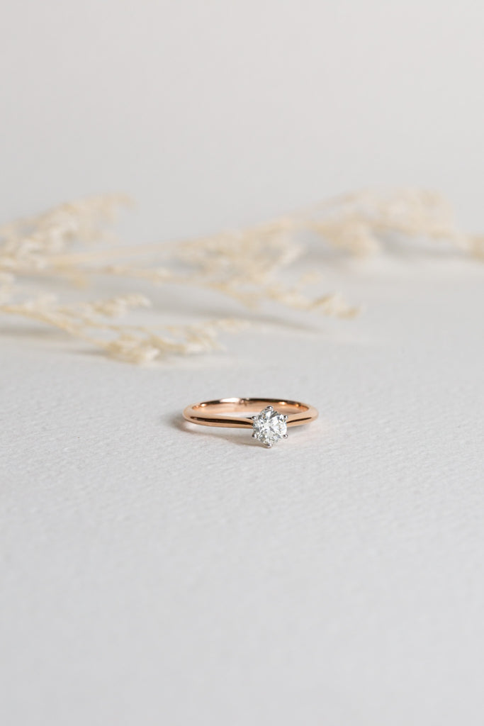 0.50ct diamond solitaire engagement ring, set in rose gold