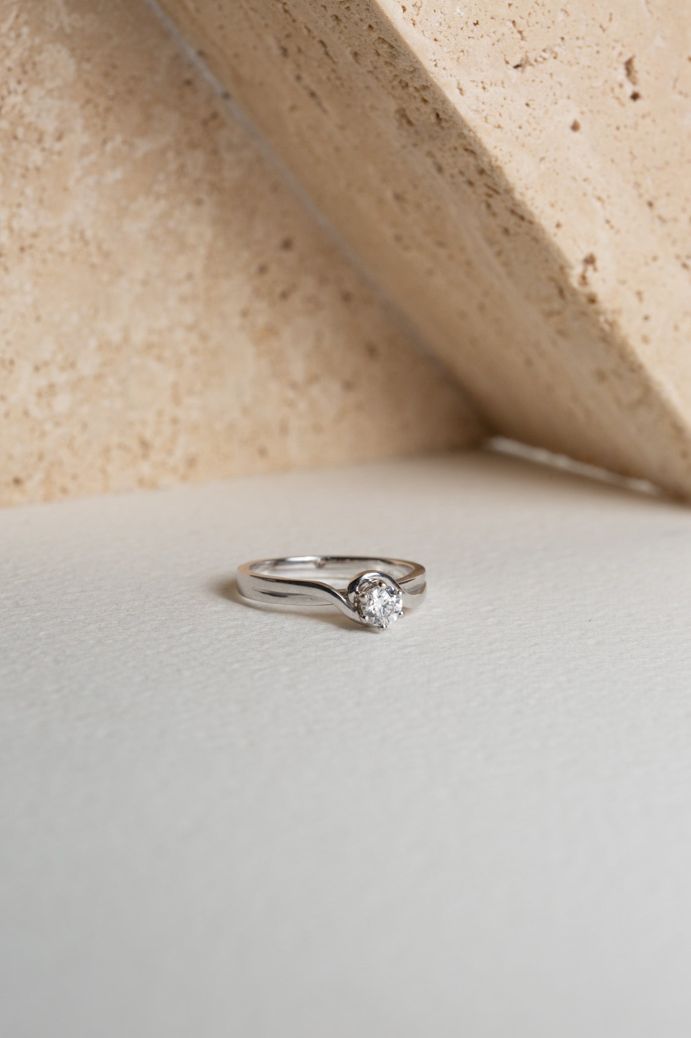 White gold diamond solitaire engagement ring
