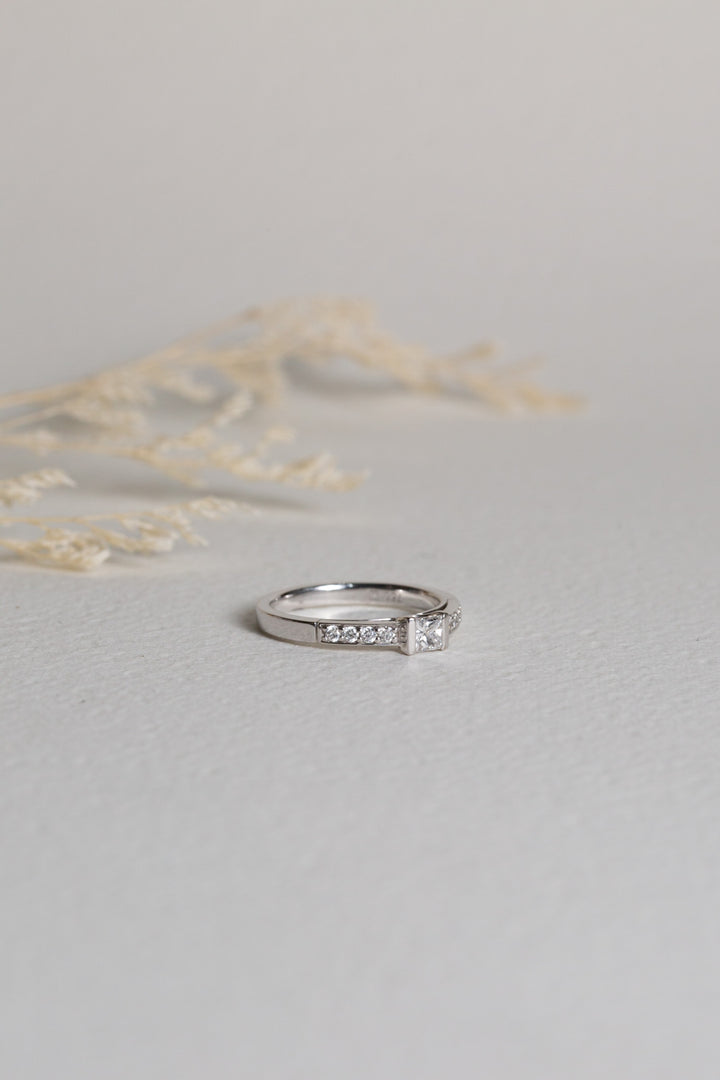 White gold princess-cut diamond engagement ring