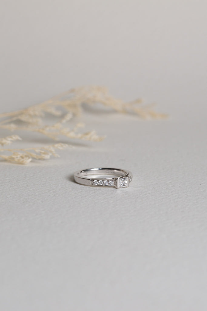 White gold princess-cut diamond engagement ring