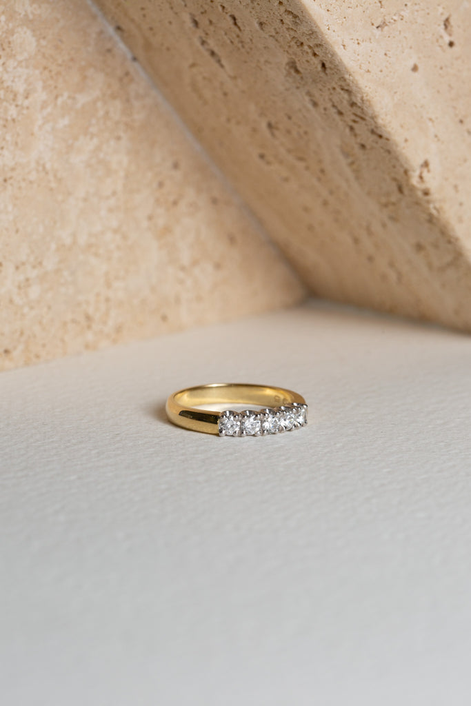 5-stone diamond anniversary ring set in gold