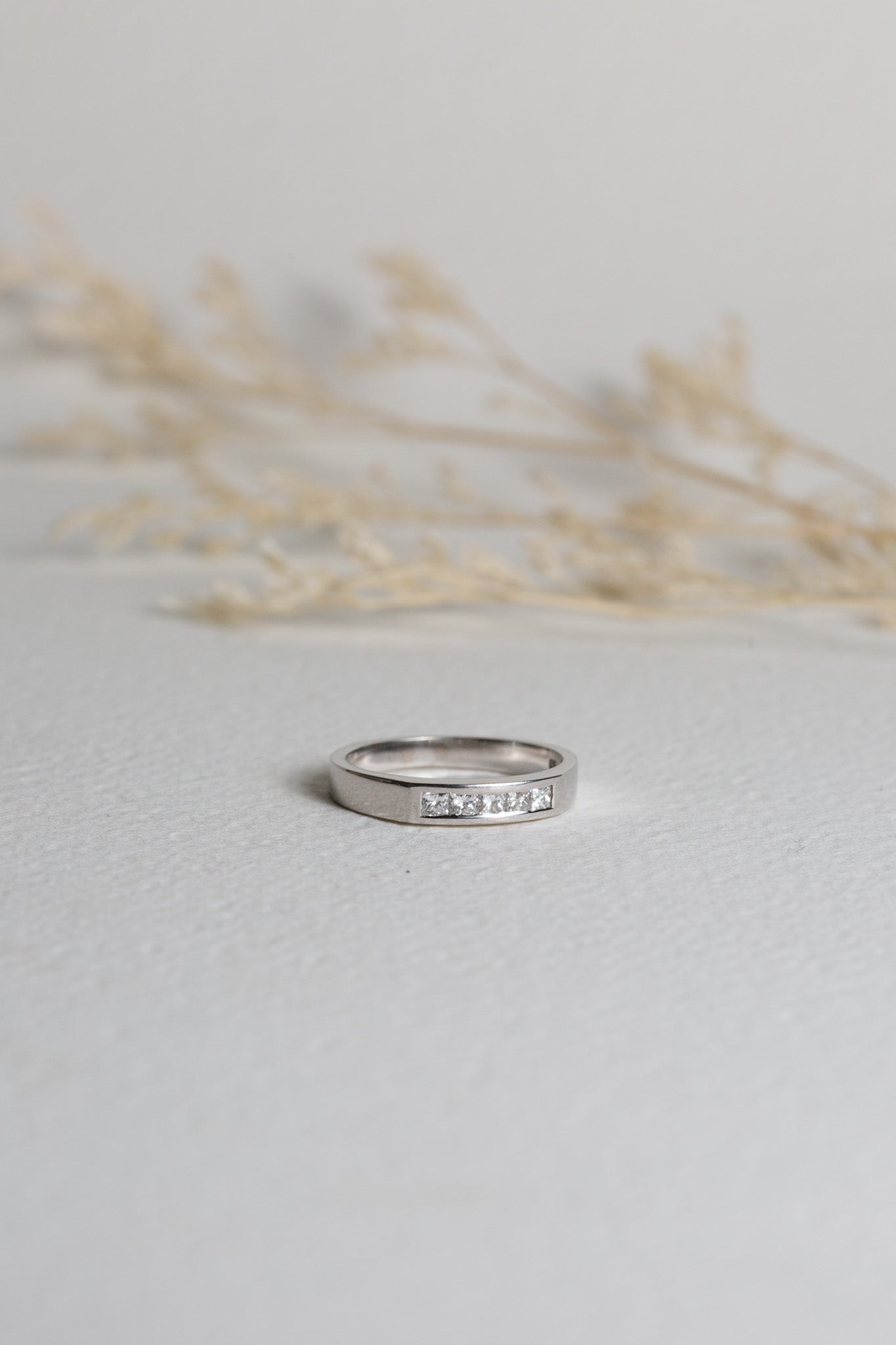 Princess-cut diamond wedding ring
