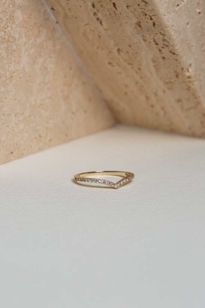 Gold and Diamond wishbone ring
