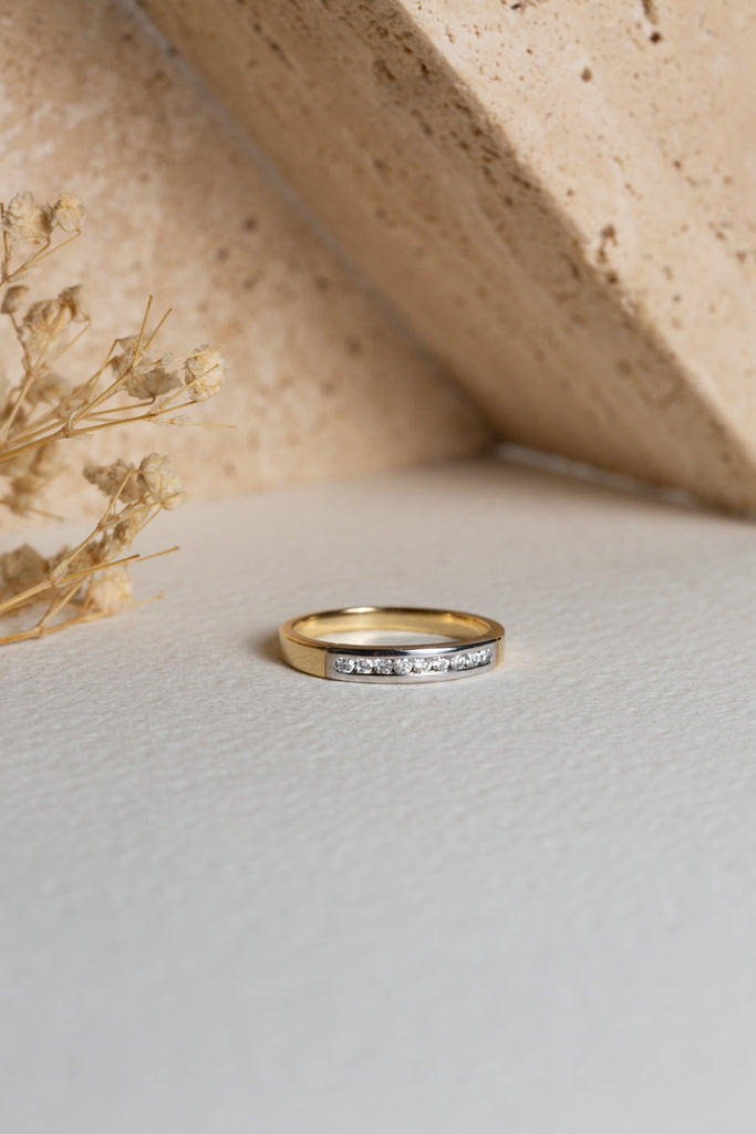 18ct bi-tone gold diamond wedding ring