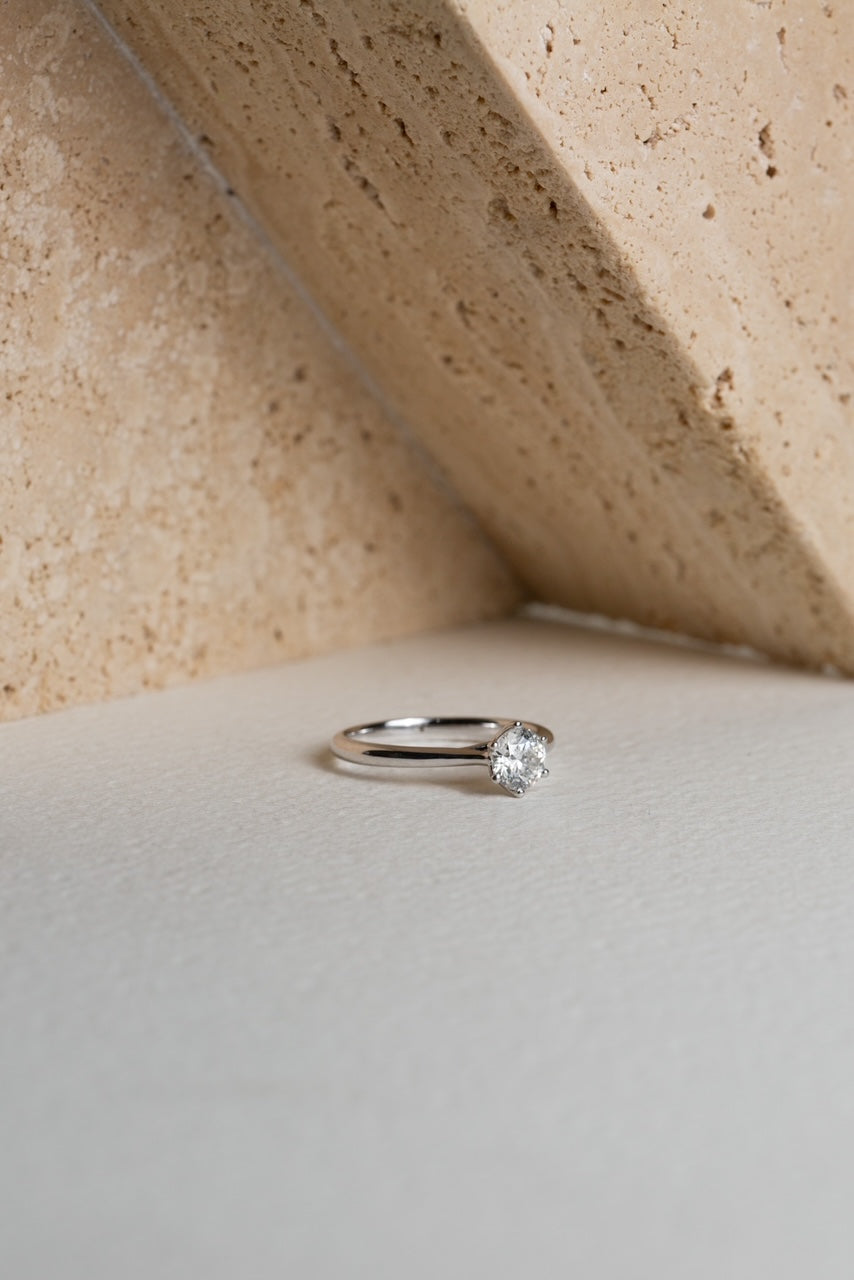 White gold diamond solitaire engagement ring
