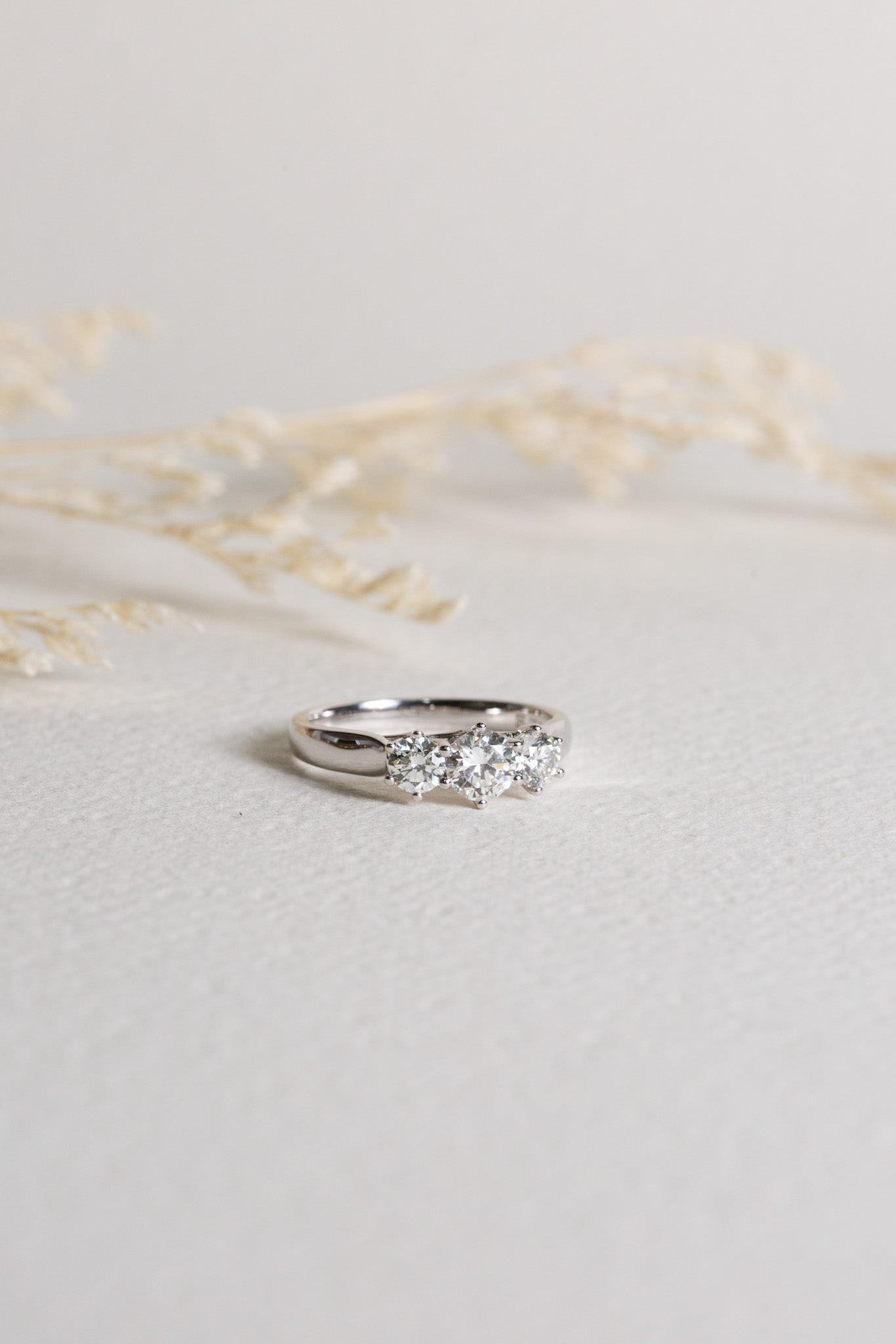 18ct white gold trilogy diamond ring