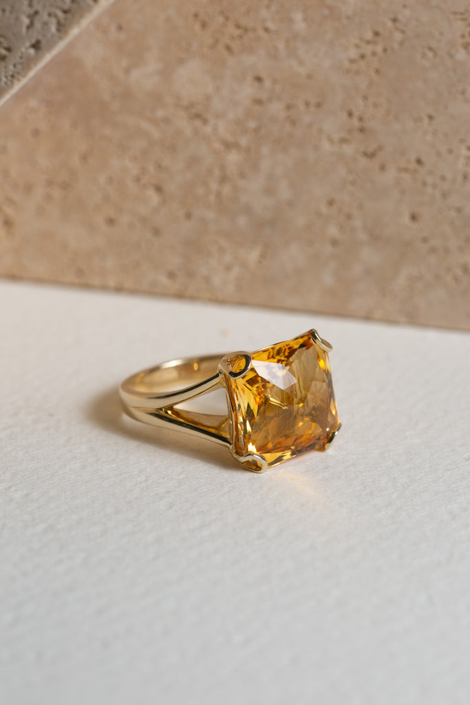 Citrine cocktail ring set in gold