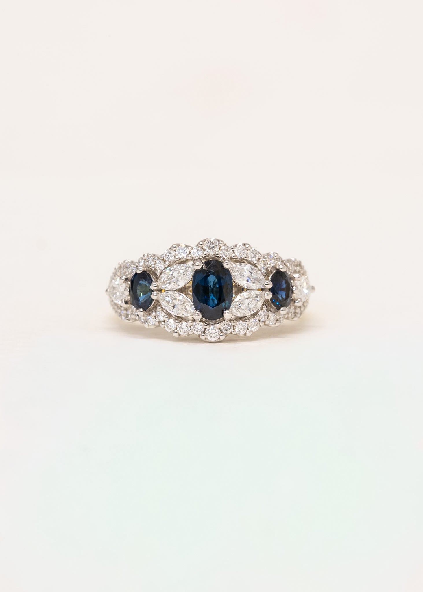 Serenade Diamond & Blue Sapphire Ring - View 2 | Wrights Jewellers NZ