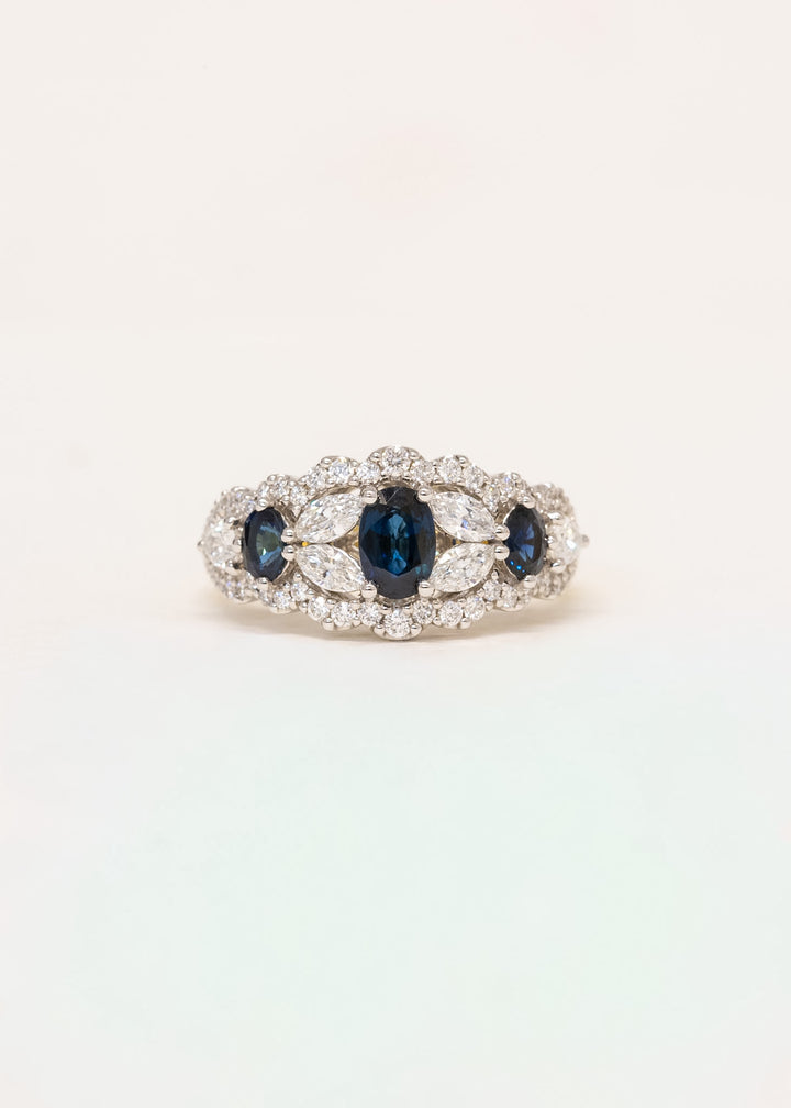 Serenade Diamond & Blue Sapphire Ring - View 2 | Wrights Jewellers NZ