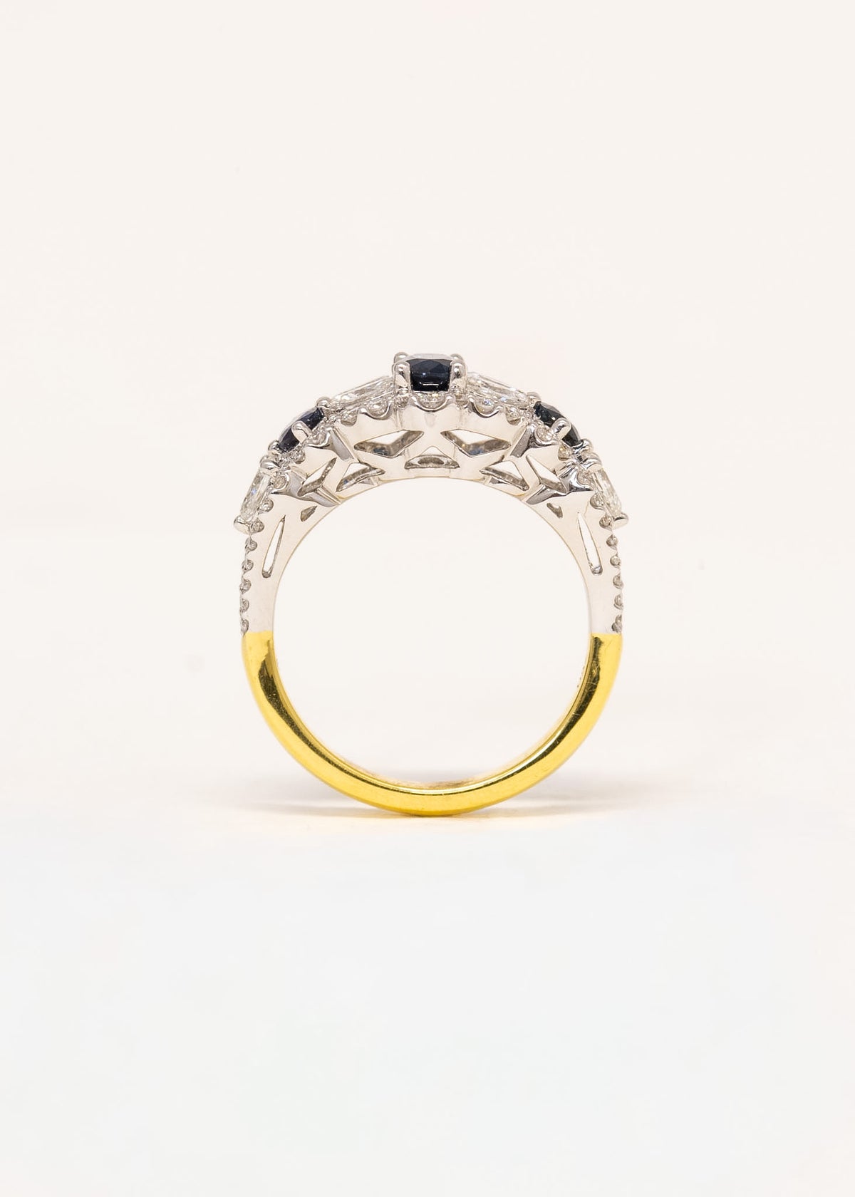 Serenade Diamond & Blue Sapphire Ring - View 3 | Wrights Jewellers NZ