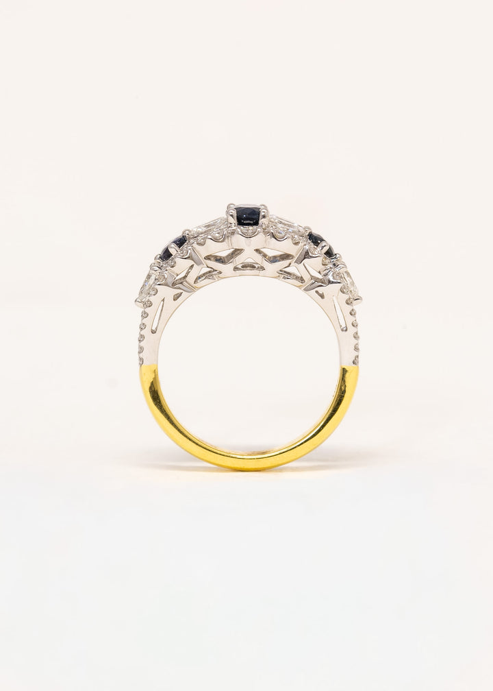 Serenade Diamond & Blue Sapphire Ring - View 3 | Wrights Jewellers NZ