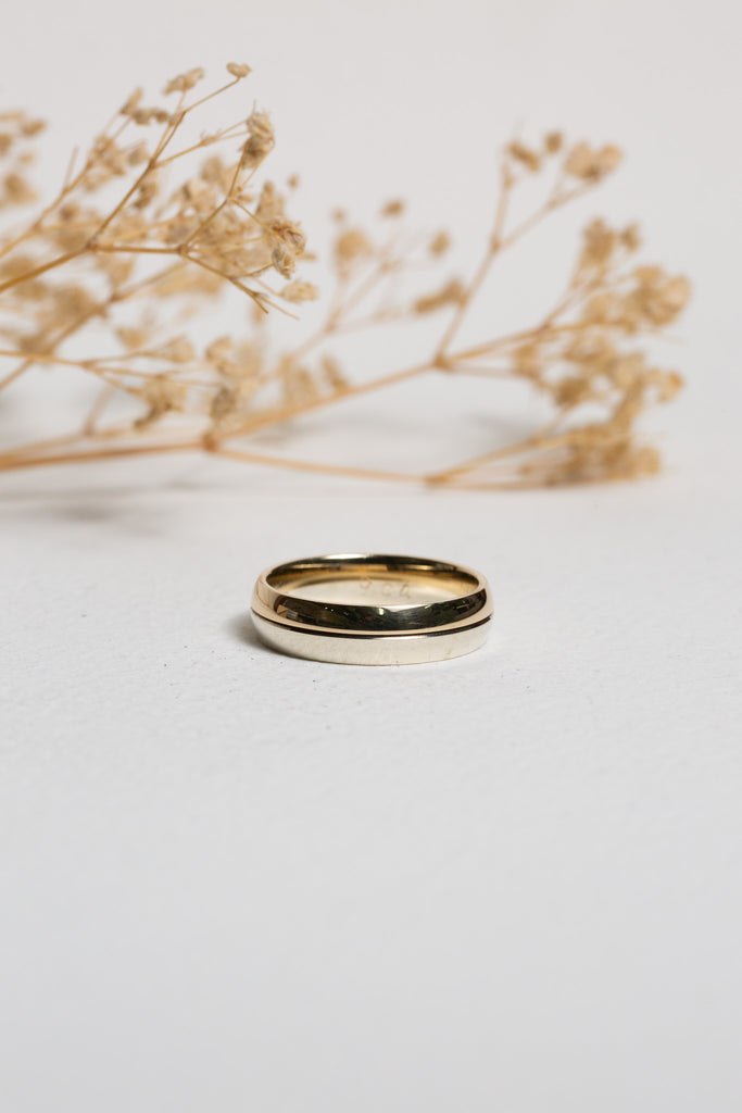 Gents bi-tone gold wedding band